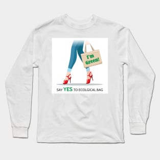 Woman Legs and Ecological Shopping Bag Long Sleeve T-Shirt